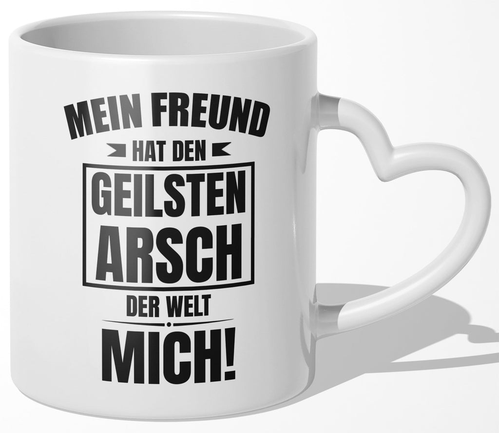 22Feels® Freundin Geschenk zum Jahrestag, Valentinstag etc. - Tasse mit Spruch (Herzhenkel, Weiss, 320ml)-Tasse Weiss Herzhenkel 320ml-22Feels