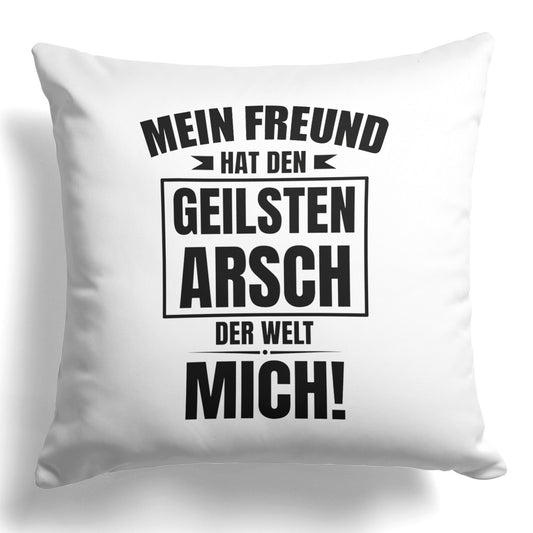 22Feels® Paar Geschenk zum Jahrestag, Valentinstag, Hochzeitstag etc. - Kissen mit Spruch (Weiss 40x40cm)-Kissen Weiss 40x40-22Feels