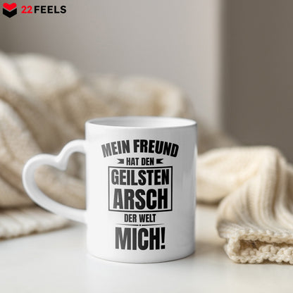 22Feels® Freundin Geschenk zum Jahrestag, Valentinstag etc. - Tasse mit Spruch (Herzhenkel, Weiss, 320ml)-Tasse Weiss Herzhenkel 320ml-22Feels