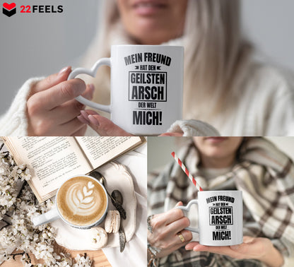 22Feels® Freundin Geschenk zum Jahrestag, Valentinstag etc. - Tasse mit Spruch (Herzhenkel, Weiss, 320ml)-Tasse Weiss Herzhenkel 320ml-22Feels