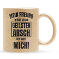 22Feels® Freundin Geschenk zum Jahrestag, Valentinstag etc. - Glitzertasse mit Spruch: Geilster A*sch (Gold, 320ml)-Glitzertasse Gold 320ml-22Feels