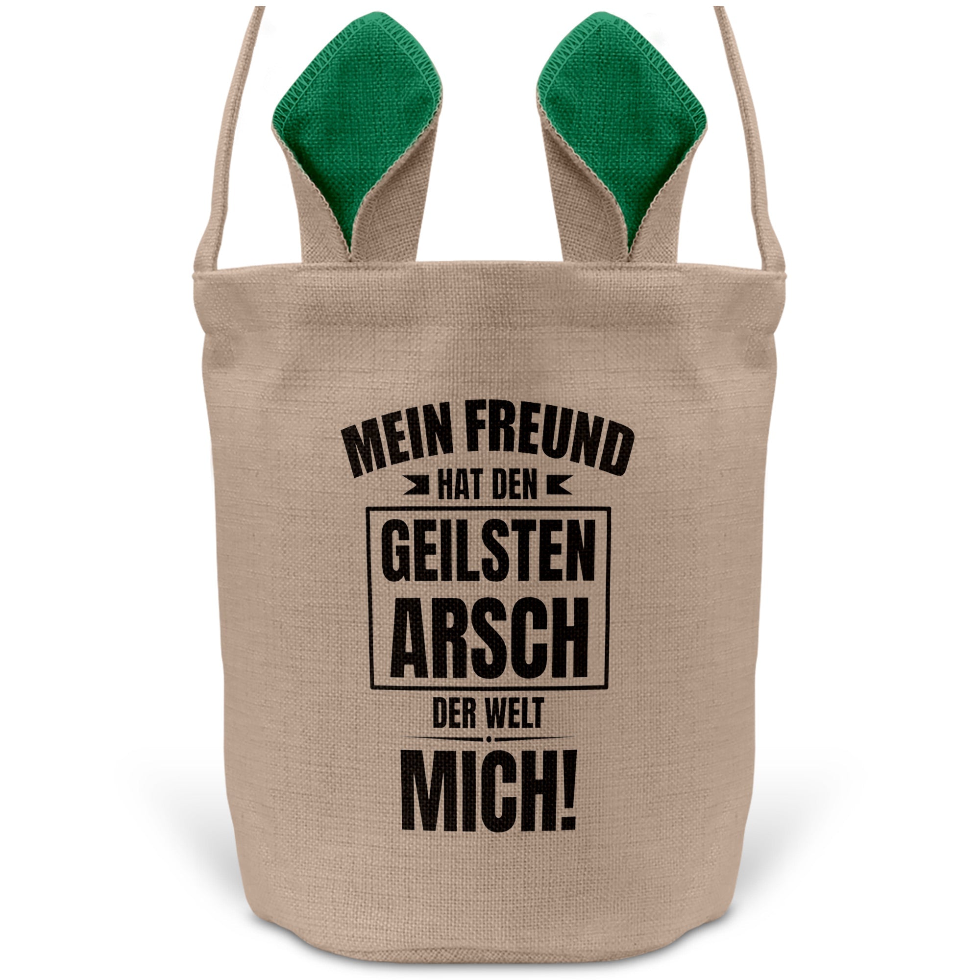 22Feels® Freundin Paar Osterkorb mit Henkel Ostergeschenk Tragetasche Ostern Deko Osternest Körbchen Hasenohren (Beige/Grün)-Ostern Tragetasche-22Feels