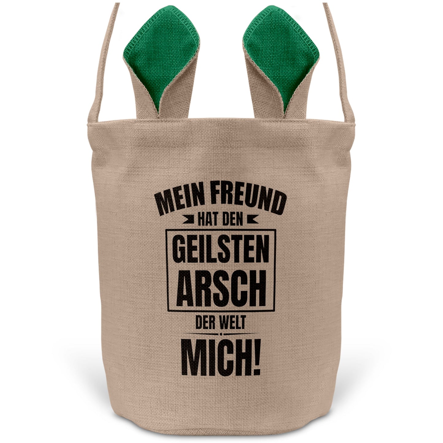 22Feels® Freundin Paar Osterkorb mit Henkel Ostergeschenk Tragetasche Ostern Deko Osternest Körbchen Hasenohren (Beige/Grün)-Ostern Tragetasche-22Feels