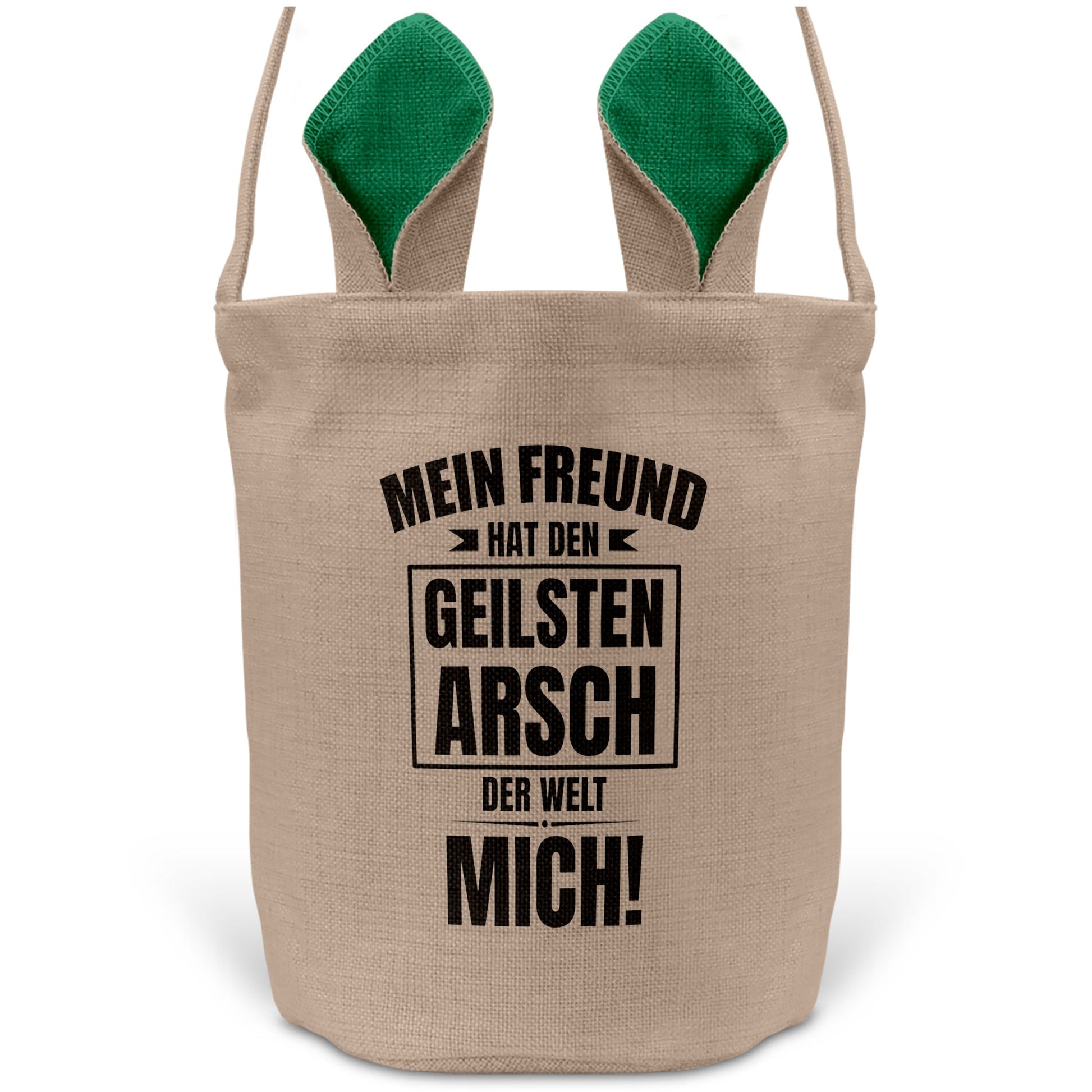 22Feels® Freundin Paar Osterkorb mit Henkel Ostergeschenk Tragetasche Ostern Deko Osternest Körbchen Hasenohren (Beige/Grün)-Ostern Tragetasche-22Feels