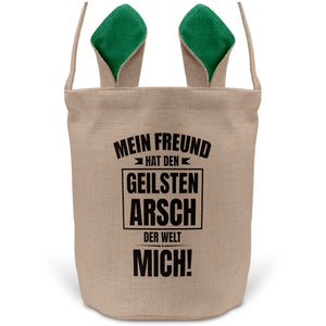 22Feels® Freundin Paar Osterkorb mit Henkel Ostergeschenk Tragetasche Ostern Deko Osternest Körbchen Hasenohren (Beige/Grün)-Ostern Tragetasche-22Feels