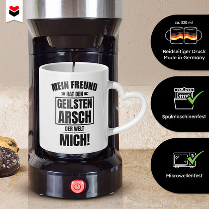 22Feels® Freundin Geschenk zum Jahrestag, Valentinstag etc. - Tasse mit Spruch (Herzhenkel, Weiss, 320ml)-Tasse Weiss Herzhenkel 320ml-22Feels