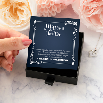22Feels® Liebe Mama Geschenk von der Tochter - Echt Silber 925/000 Schmuckset: Herz Halskette mit Botschaftskarte-Schmuck mit Botschaftskarte - Herz21-22Feels