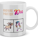22Feels® Geschenk für Mamas - Tasse mit Spruch: Andere Mütter vs Du Einhorn und Pferd (Weiss, 320ml)-Weisse Tasse 320ml-22Feels