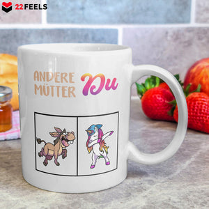 22Feels® Geschenk für Mamas - Tasse mit Spruch: Andere Mütter vs Du Einhorn und Pferd (Weiss, 320ml)-Weisse Tasse 320ml-22Feels