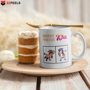 22Feels® Geschenk für Mamas - Tasse mit Spruch: Andere Mütter vs Du Einhorn und Pferd (Weiss, 320ml)-Weisse Tasse 320ml-22Feels