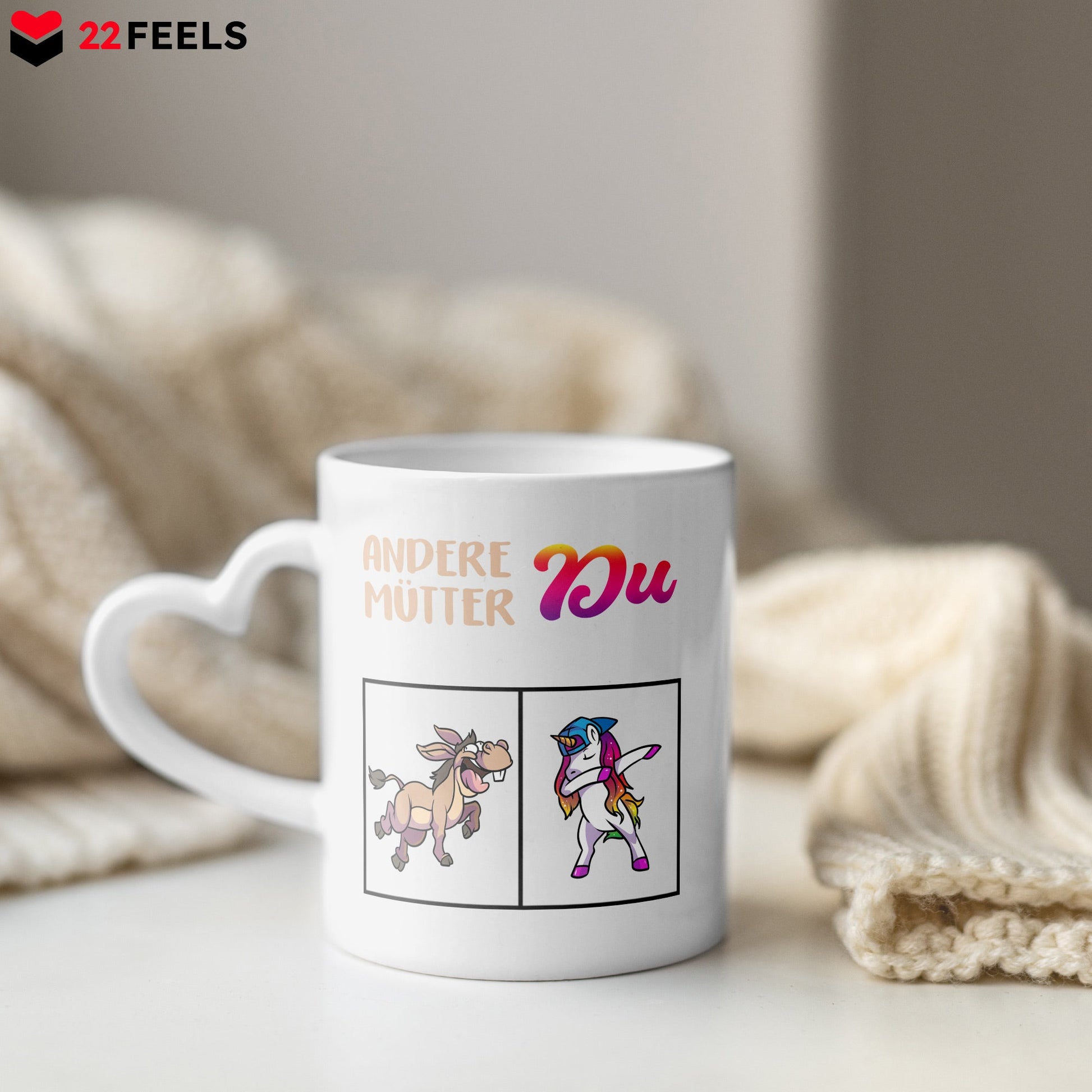 22Feels® Geschenk für Mamas - Tasse mit Spruch (Herzhenkel, Weiss, 320ml)-Tasse Weiss Herzhenkel 320ml-22Feels