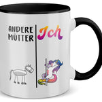 22Feels® Mama Geschenk - Tasse mit Spruch: Andere Mütter Ich (Einhorn) (Weiss-Schwarz, 320ml)-TwoTone Tasse Weiss-Schwarz 320ml-22Feels