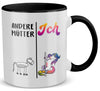 22Feels® Mama Geschenk - Tasse mit Spruch: Andere Mütter Ich (Einhorn) (Weiss-Schwarz, 320ml)-TwoTone Tasse Weiss-Schwarz 320ml-22Feels