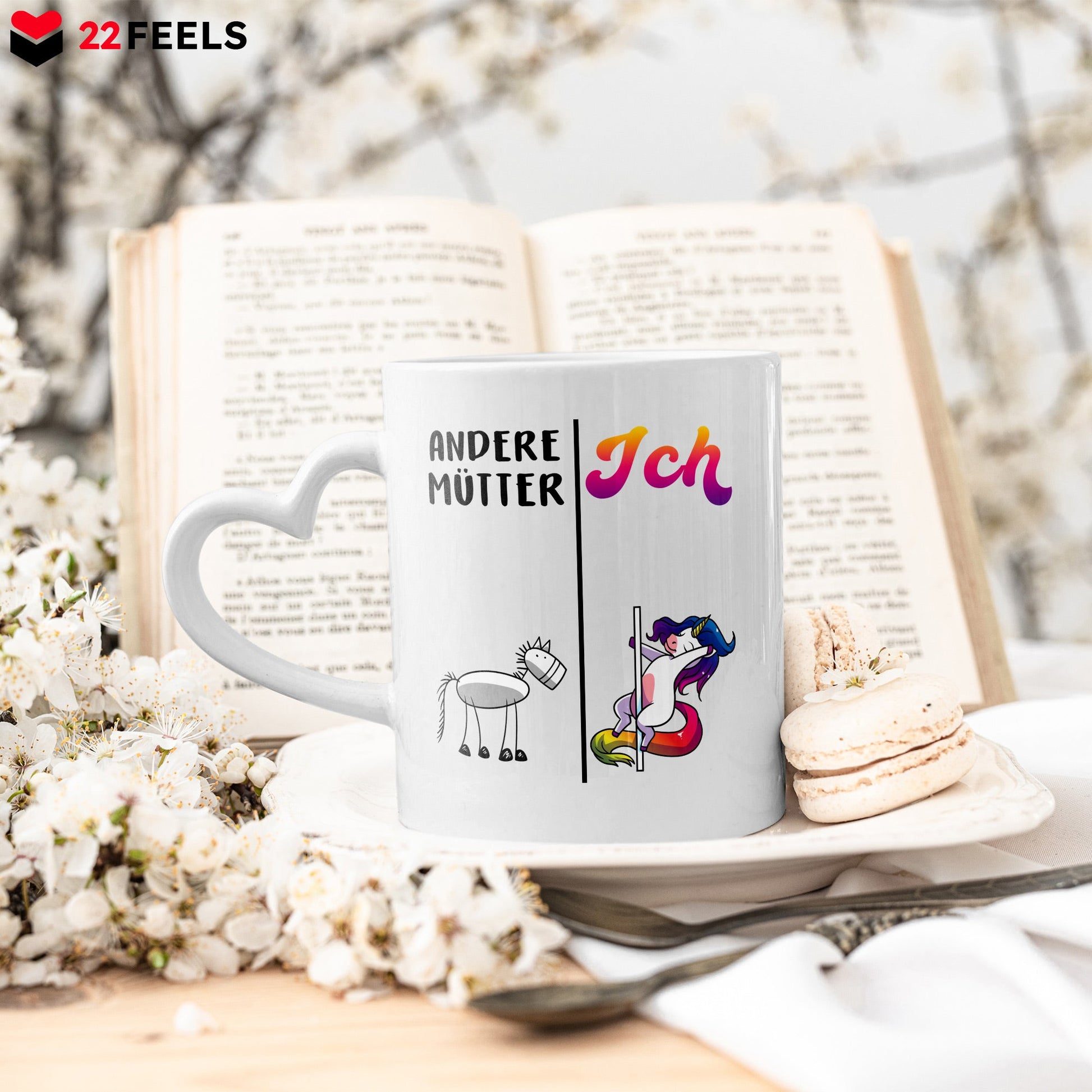22Feels® Geschenk für Mamas - Tasse mit Spruch (Herzhenkel, Weiss, 320ml)-Tasse Weiss Herzhenkel 320ml-22Feels