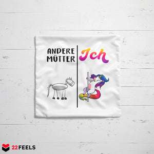 22Feels® Mama Geschenk - Kissen mit Spruch: Andere Mütter Ich (Einhorn) (Weiss 40x40cm)-Kissen Weiss 40x40-22Feels