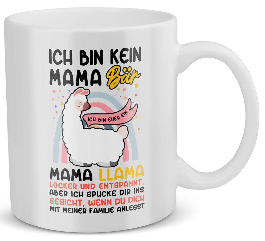 22Feels® Geschenk für Mamas - Tasse mit Spruch: Kein Mama Bär, Sondern Mama Llama (Weiss, 320ml)-Weisse Tasse 320ml-22Feels