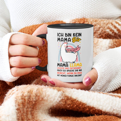 22Feels® Mama Geschenk - Tasse mit Spruch: Keine Bär, sondern Llama (Weiss-Schwarz, 320ml)-TwoTone Tasse Weiss-Schwarz 320ml-22Feels