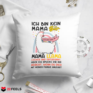 22Feels® Mama Geschenk - Kissen mit Spruch: Keine Bär, sondern Llama (Weiss 40x40cm)-Kissen Weiss 40x40-22Feels