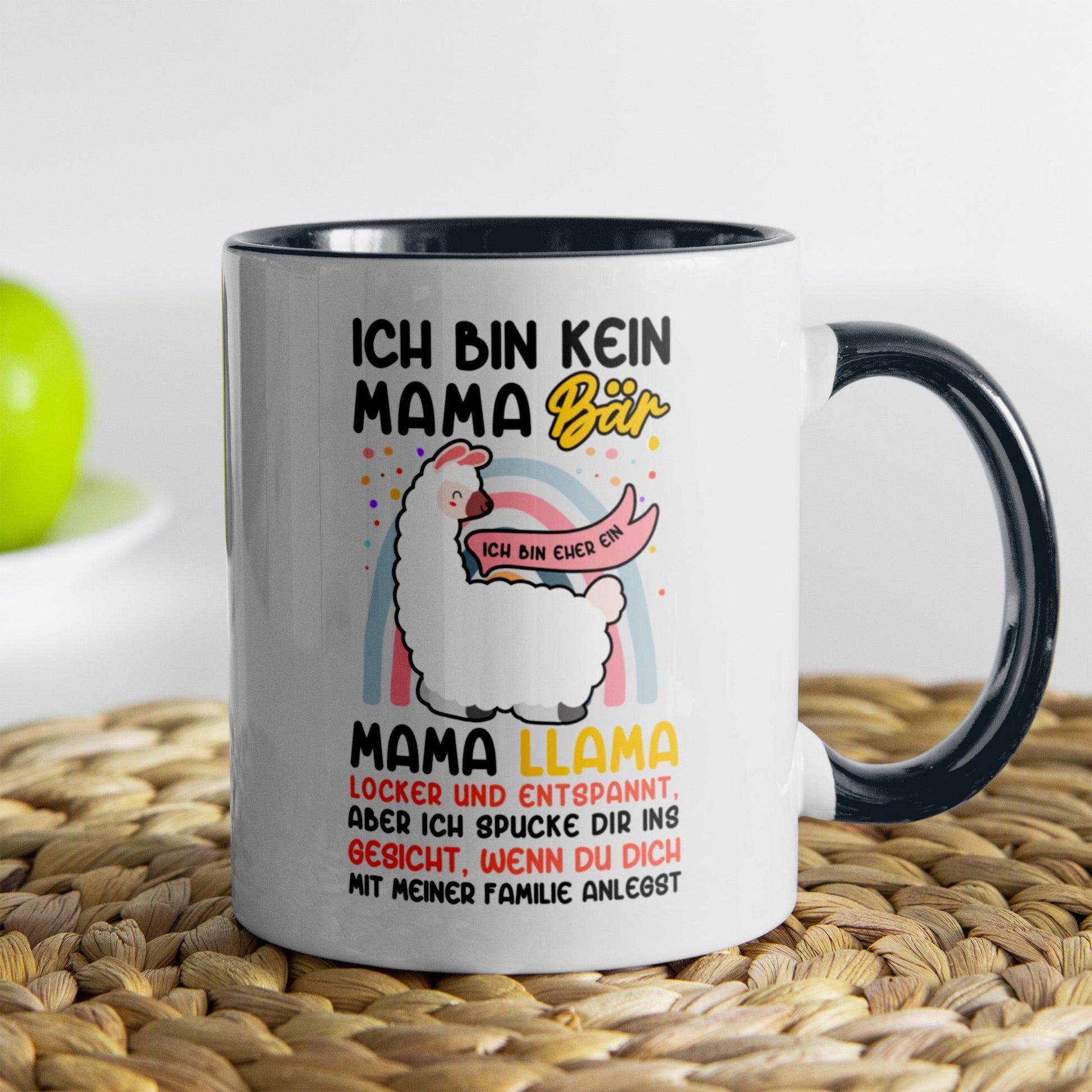 22Feels® Mama Geschenk - Tasse mit Spruch: Keine Bär, sondern Llama (Weiss-Schwarz, 320ml)-TwoTone Tasse Weiss-Schwarz 320ml-22Feels