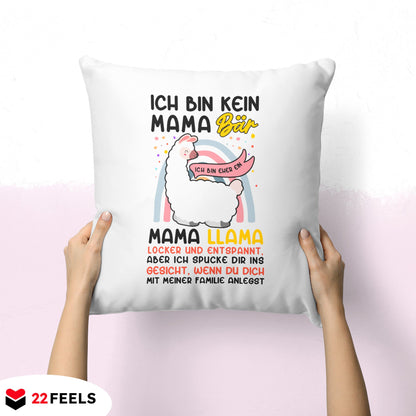 22Feels® Mama Geschenk - Kissen mit Spruch: Keine Bär, sondern Llama (Weiss 40x40cm)-Kissen Weiss 40x40-22Feels