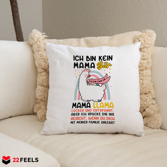 22Feels® Mama Geschenk - Kissen mit Spruch: Keine Bär, sondern Llama (Weiss 40x40cm)-Kissen Weiss 40x40-22Feels