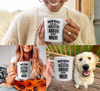 22Feels® Geschenk für Ehefrauen - Tasse mit Spruch: Geilster Arsch (Weiss, 320ml)-Weisse Tasse 320ml-22Feels