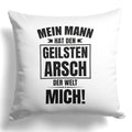 22Feels® Ehefrau Geschenk zum Hochzeitstag, Valentinstag etc. - Kissen mit Spruch (Weiss 40x40cm)-Kissen Weiss 40x40-22Feels