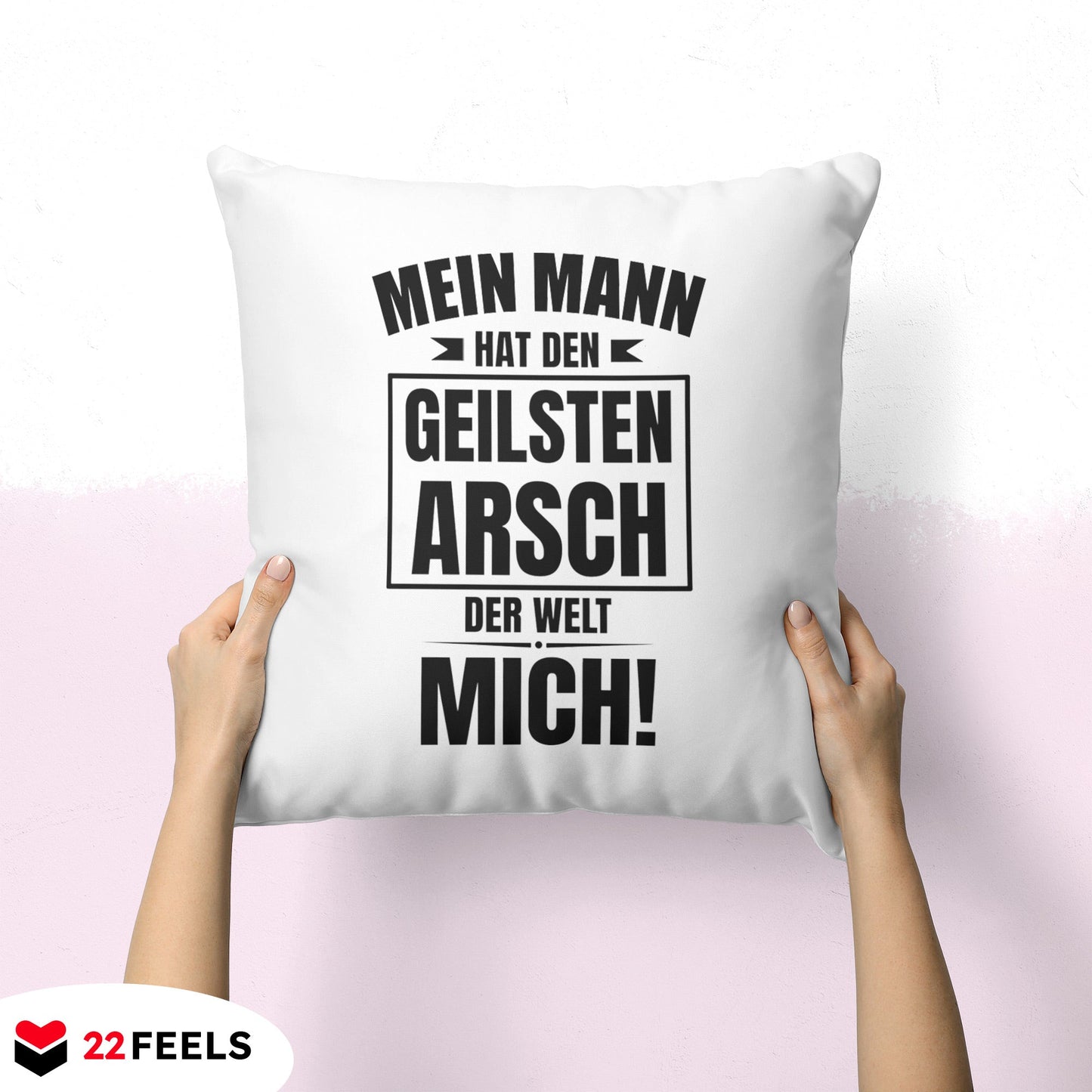 22Feels® Ehefrau Geschenk zum Hochzeitstag, Valentinstag etc. - Kissen mit Spruch (Weiss 40x40cm)-Kissen Weiss 40x40-22Feels