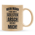 22Feels® Ehefrau Geschenk zum Hochzeitstag, Valentinstag etc. - Glitzertasse mit Spruch: Geilster A*sch (Gold, 320ml)-Glitzertasse Gold 320ml-22Feels