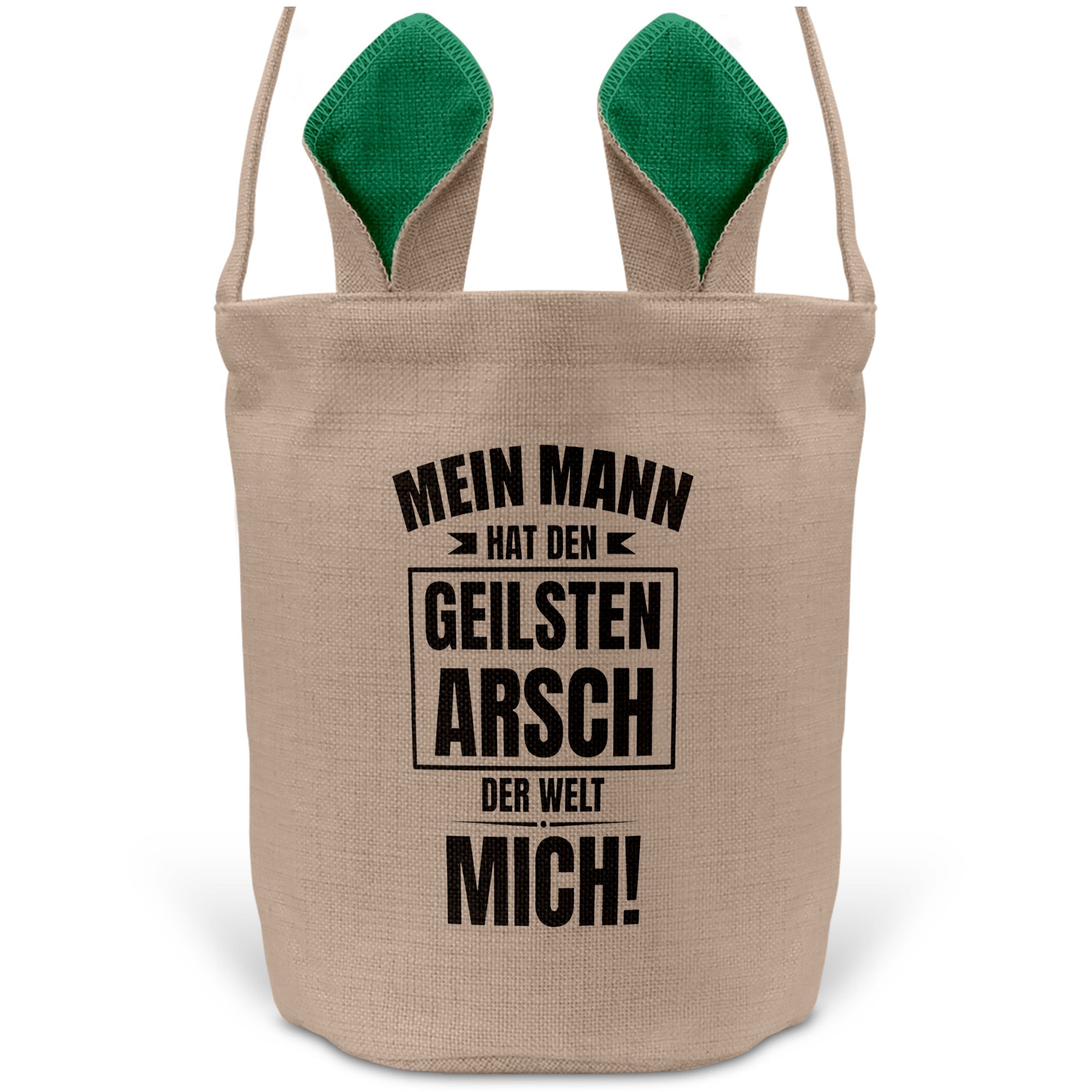 22Feels® Ehefrau Osterkorb mit Henkel Ostergeschenk Tragetasche Ostern Deko Osternest Körbchen Hasenohren (Beige/Grün)-Ostern Tragetasche-22Feels