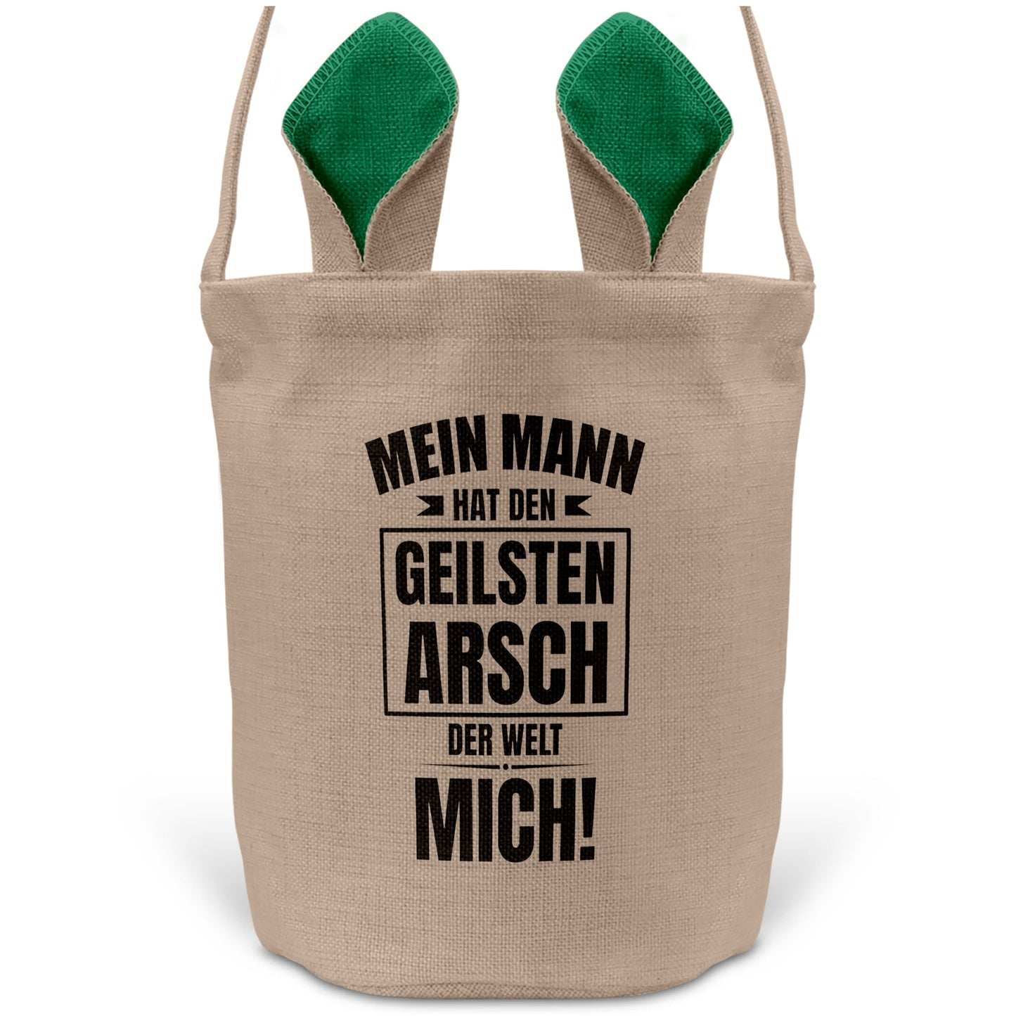 22Feels® Ehefrau Osterkorb mit Henkel Ostergeschenk Tragetasche Ostern Deko Osternest Körbchen Hasenohren (Beige/Grün)-Ostern Tragetasche-22Feels