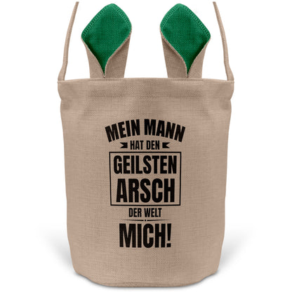 22Feels® Ehefrau Osterkorb mit Henkel Ostergeschenk Tragetasche Ostern Deko Osternest Körbchen Hasenohren (Beige/Grün)-Ostern Tragetasche-22Feels