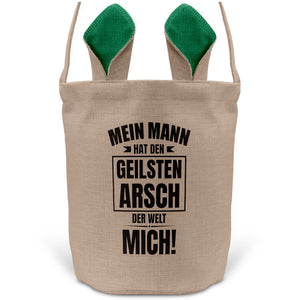 22Feels® Ehefrau Osterkorb mit Henkel Ostergeschenk Tragetasche Ostern Deko Osternest Körbchen Hasenohren (Beige/Grün)-Ostern Tragetasche-22Feels
