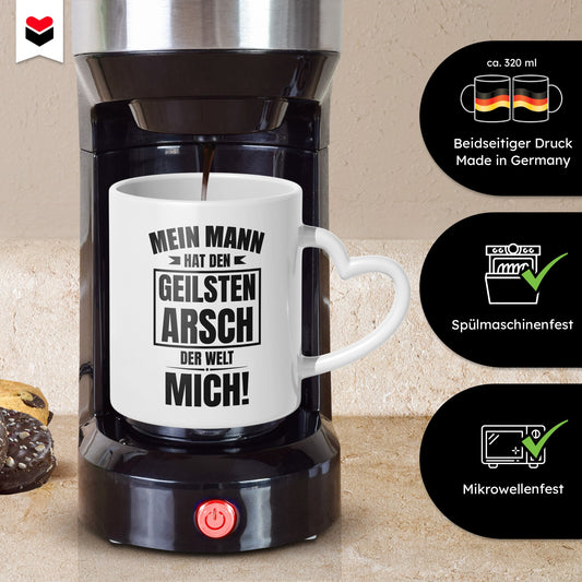 22Feels® Ehefrau Geschenk zum Hochzeitstag, Valentinstag etc. - Tasse mit Spruch (Herzhenkel, Weiss, 320ml)-Tasse Weiss Herzhenkel 320ml-22Feels