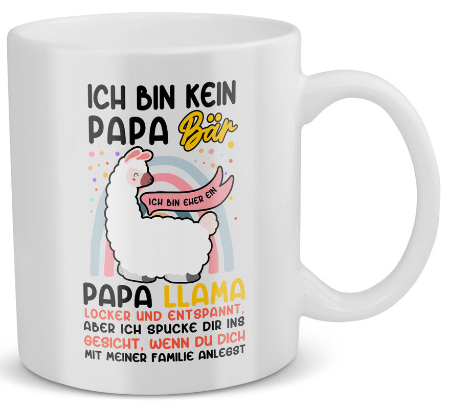 22Feels® Geschenk für Väter - Tasse mit Spruch: Kein Papa Bär, sondern Papa Llama (Weiss, 320ml)-Weisse Tasse 320ml-22Feels