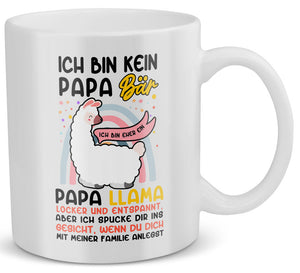 22Feels® Geschenk für Väter - Tasse mit Spruch: Kein Papa Bär, sondern Papa Llama (Weiss, 320ml)-Weisse Tasse 320ml-22Feels