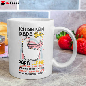 22Feels® Geschenk für Väter - Tasse mit Spruch: Kein Papa Bär, sondern Papa Llama (Weiss, 320ml)-Weisse Tasse 320ml-22Feels