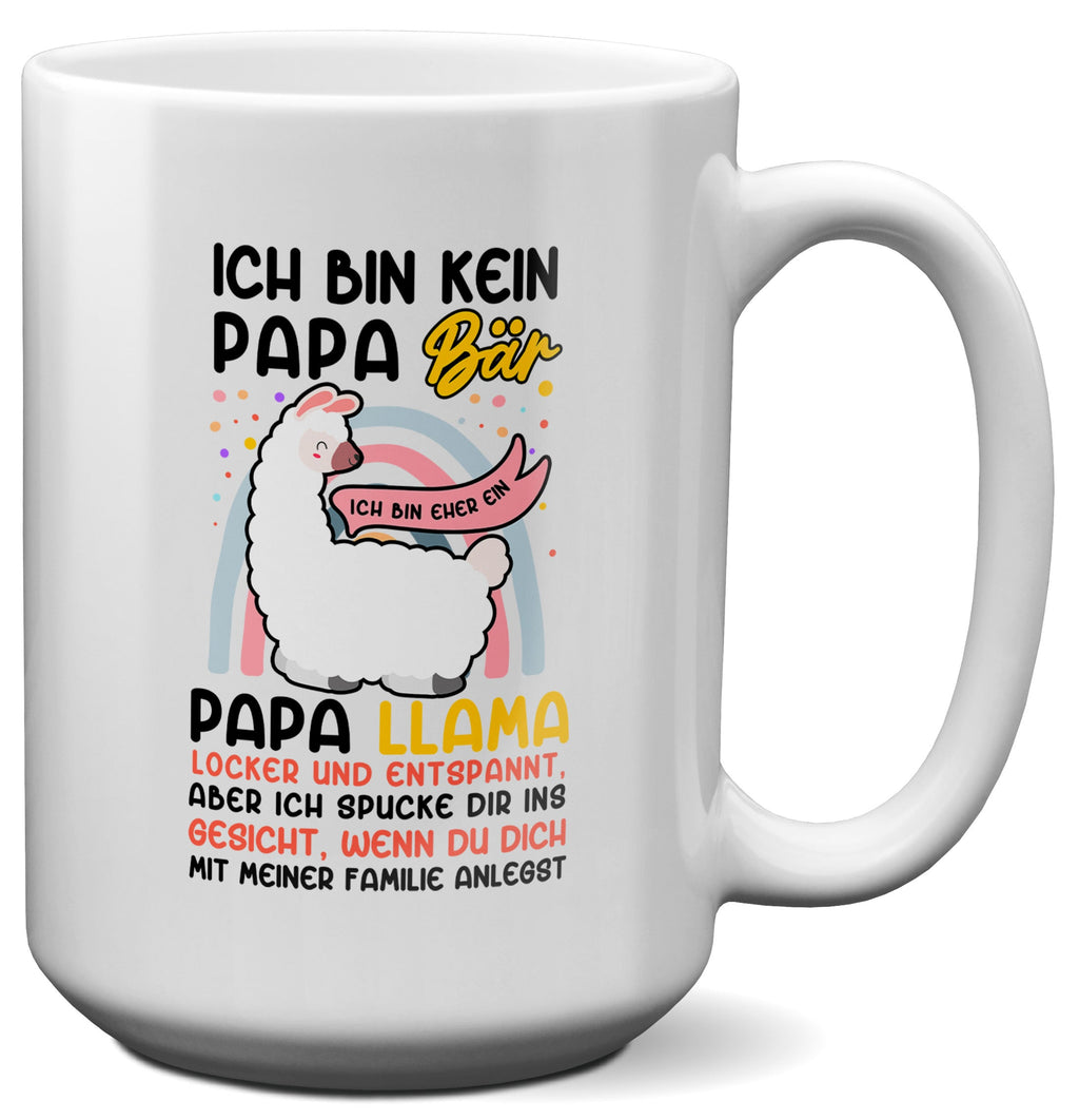 22Feels® Papa Geschenk - XL Tasse mit Spruch: Kein Bär sondern Llama (Weiss, 440ml)-Weisse XL Tasse 440ml-22Feels
