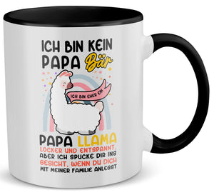 22Feels® Papa Geschenk - Tasse mit Spruch: Kein Bär sondern Llama (Weiss-Schwarz, 320ml)-TwoTone Tasse Weiss-Schwarz 320ml-22Feels