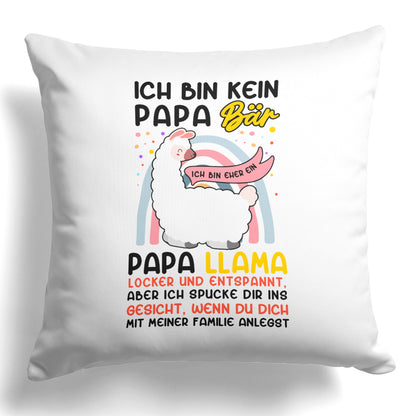 22Feels® Papa Geschenk - Kissen mit Spruch: Kein Bär sondern Llama (Weiss 40x40cm)-Kissen Weiss 40x40-22Feels