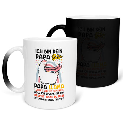 22Feels® Papa Geschenk - Zaubertasse mit Spruch: Kein Bär sondern Llama (Matt-Schwarz und Weiss, 320ml)-Farbwechsel Tasse Matt 320ml-22Feels