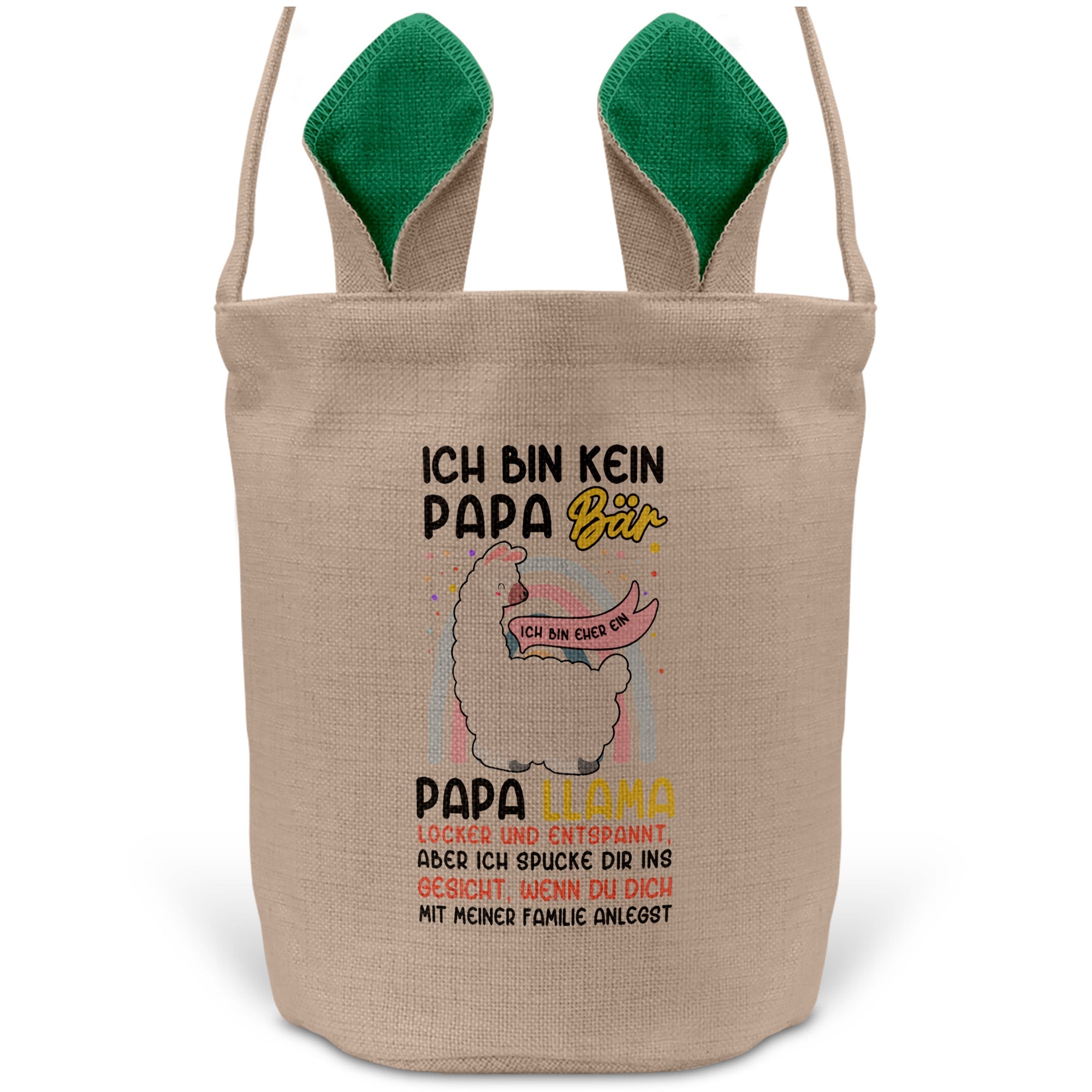 22Feels® Papa Osterkorb Vater mit Henkel Ostergeschenk Tragetasche Ostern Deko Osternest Körbchen Hasenohren (Beige/Grün)-Ostern Tragetasche-22Feels