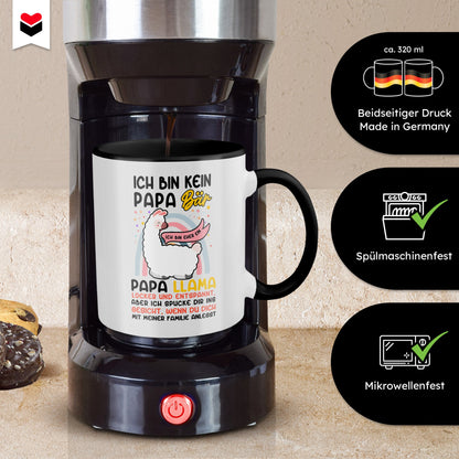 22Feels® Papa Geschenk - Tasse mit Spruch: Kein Bär sondern Llama (Weiss-Schwarz, 320ml)-TwoTone Tasse Weiss-Schwarz 320ml-22Feels