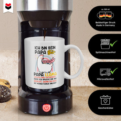 22Feels® Geschenk für Väter - Tasse mit Spruch: Kein Papa Bär, sondern Papa Llama (Weiss, 320ml)-Weisse Tasse 320ml-22Feels