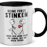22Feels® ORIGINAL Tasse - Männer Geschenk - Spruch: Deine Fürze Stinken (Weiss-Schwarz, 320ml)-TwoTone Tasse Weiss-Schwarz 320ml-22Feels