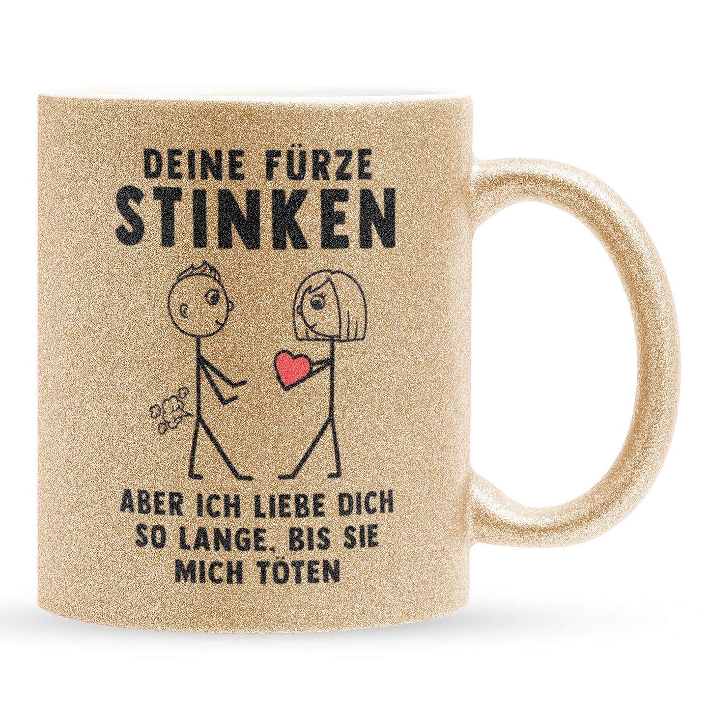 22Feels® ORIGINAL Glitzertasse - Männer Geschenk - Spruch: Deine Fürze Stinken (Gold, 320ml)-Glitzertasse Gold 320ml-22Feels