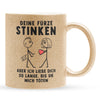 22Feels® ORIGINAL Glitzertasse - Männer Geschenk - Spruch: Deine Fürze Stinken (Gold, 320ml)-Glitzertasse Gold 320ml-22Feels