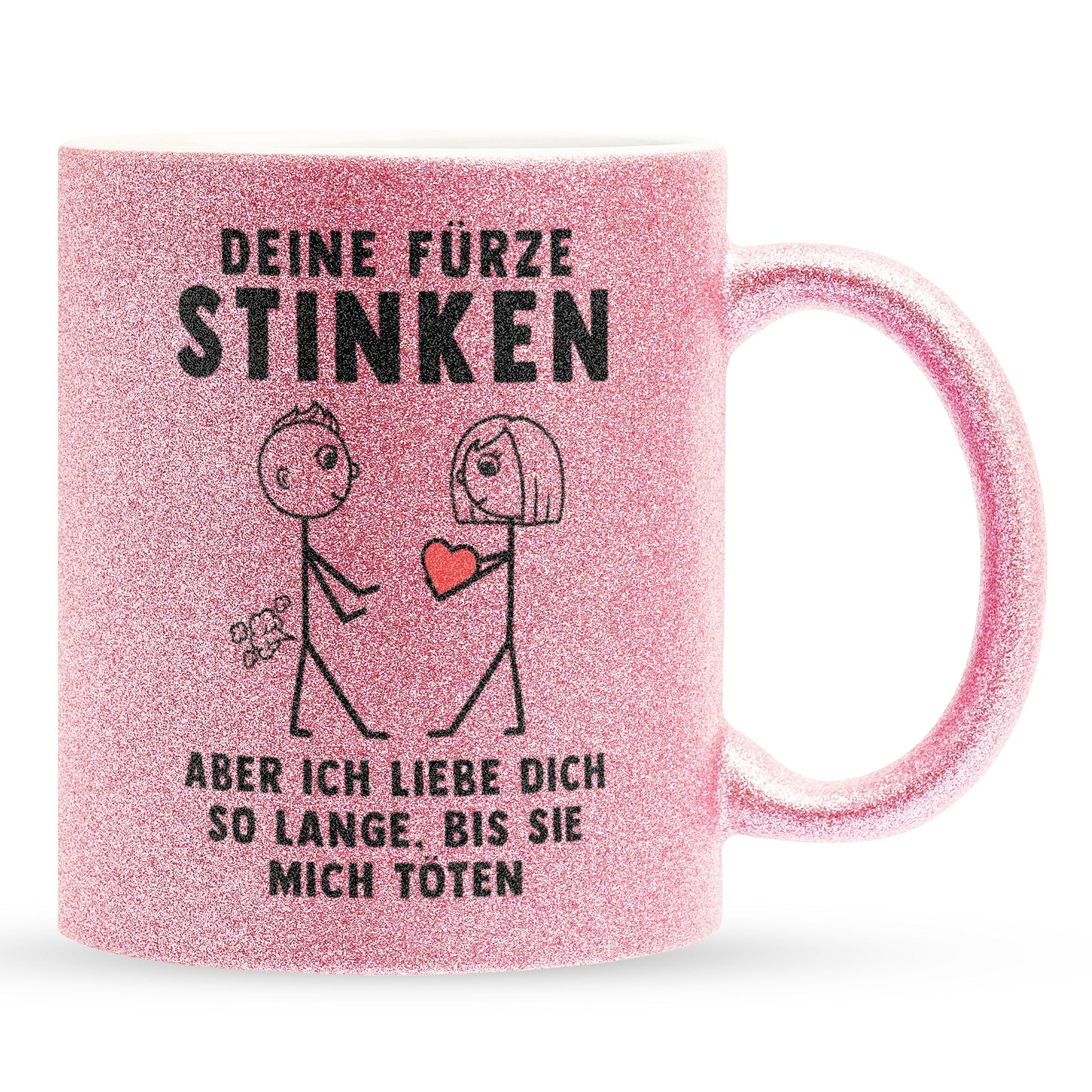 22Feels® ORIGINAL Glitzertasse - Männer Geschenk - Spruch: Deine Fürze Stinken (Pink, 320ml)-Glitzertasse Pink 320ml-22Feels