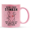 22Feels® ORIGINAL Glitzertasse - Männer Geschenk - Spruch: Deine Fürze Stinken (Pink, 320ml)-Glitzertasse Pink 320ml-22Feels