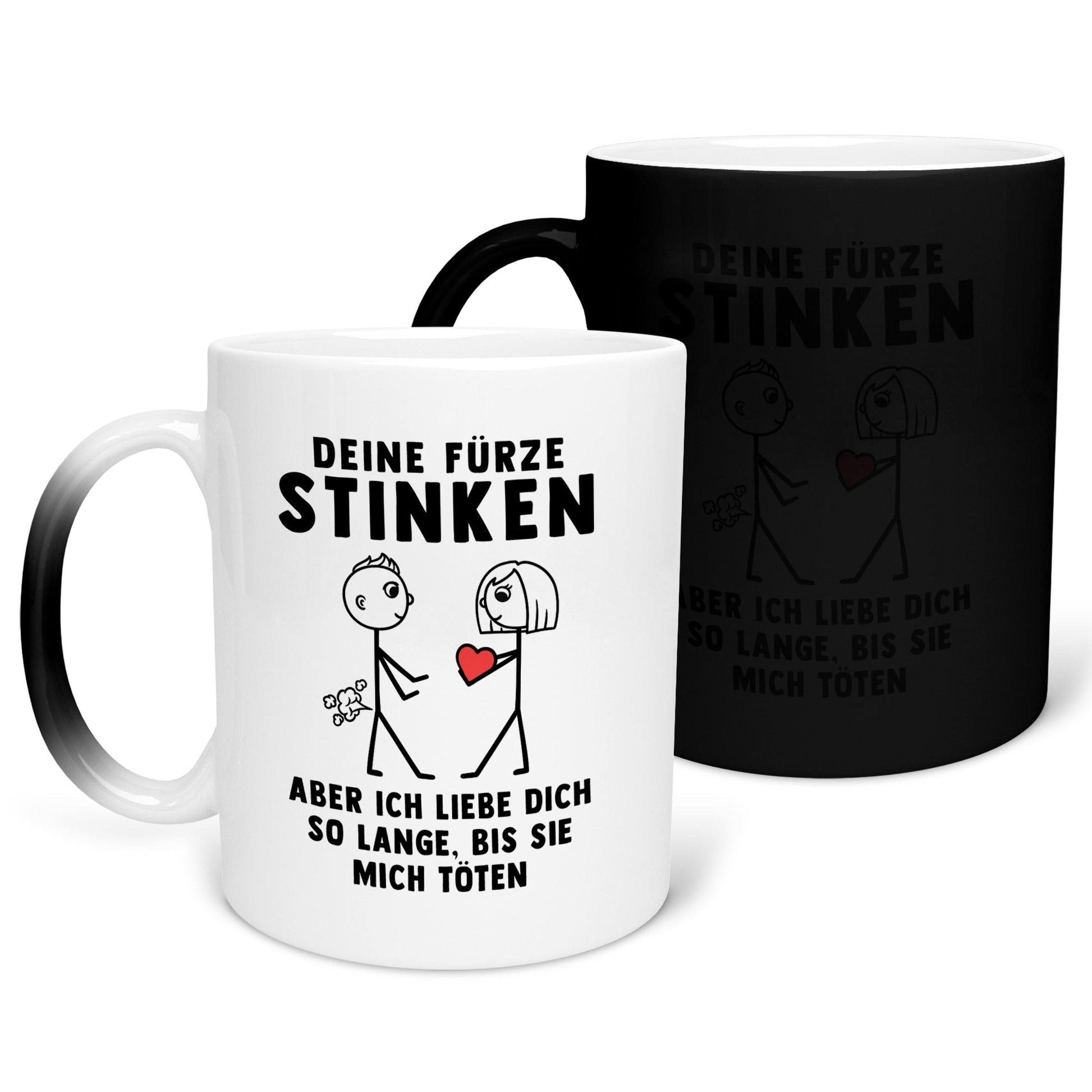 22Feels® ORIGINAL Zaubertasse - Männer Geschenk - Spruch: Deine Fürze Stinken (Matt-Schwarz und Weiss, 320ml)-Farbwechsel Tasse Matt 320ml-22Feels